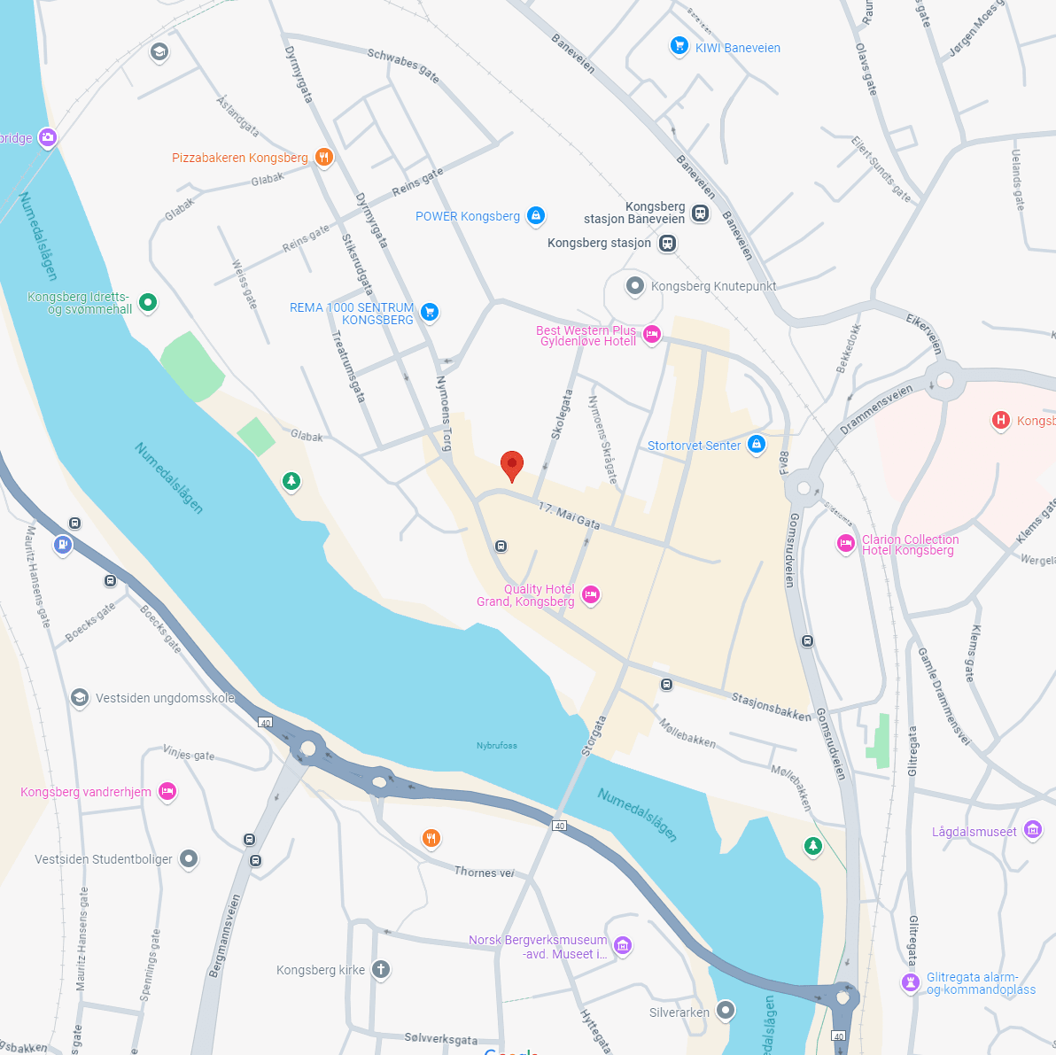 Map of Gapit's regional office in Kongsberg